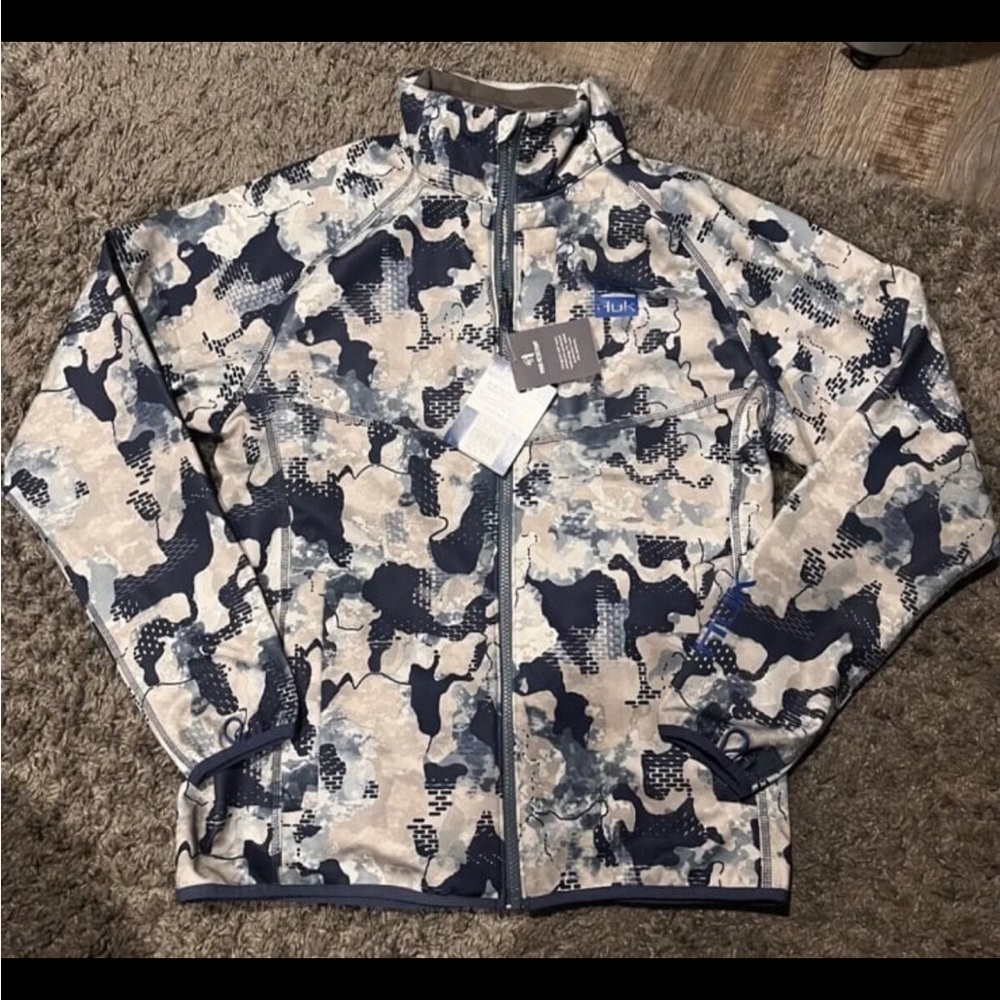 HUK Men's ICON X Soft Shell Jacket Windproof Bluefin Camo NWT
